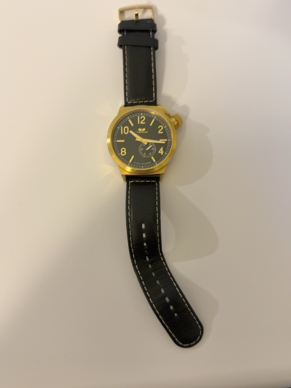 Vestal Canteen Black Leather Gold Tone Men’s Watch 44mm